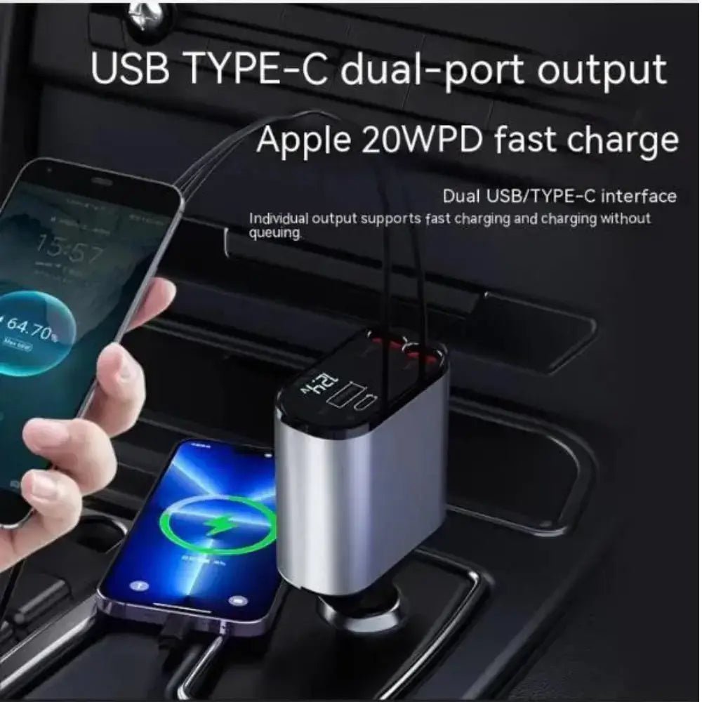 FAST 100W Car Phone Charger Lighter USB And TYPE - C Adapter - Headphone store