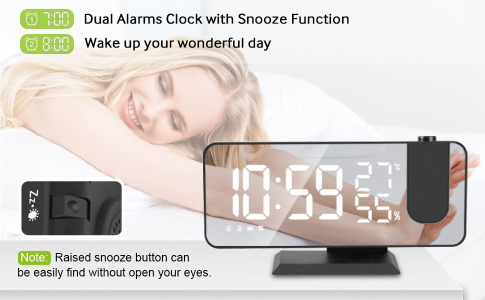 LED Projection Digital Alarm Clock Phone Charger - Headphone store